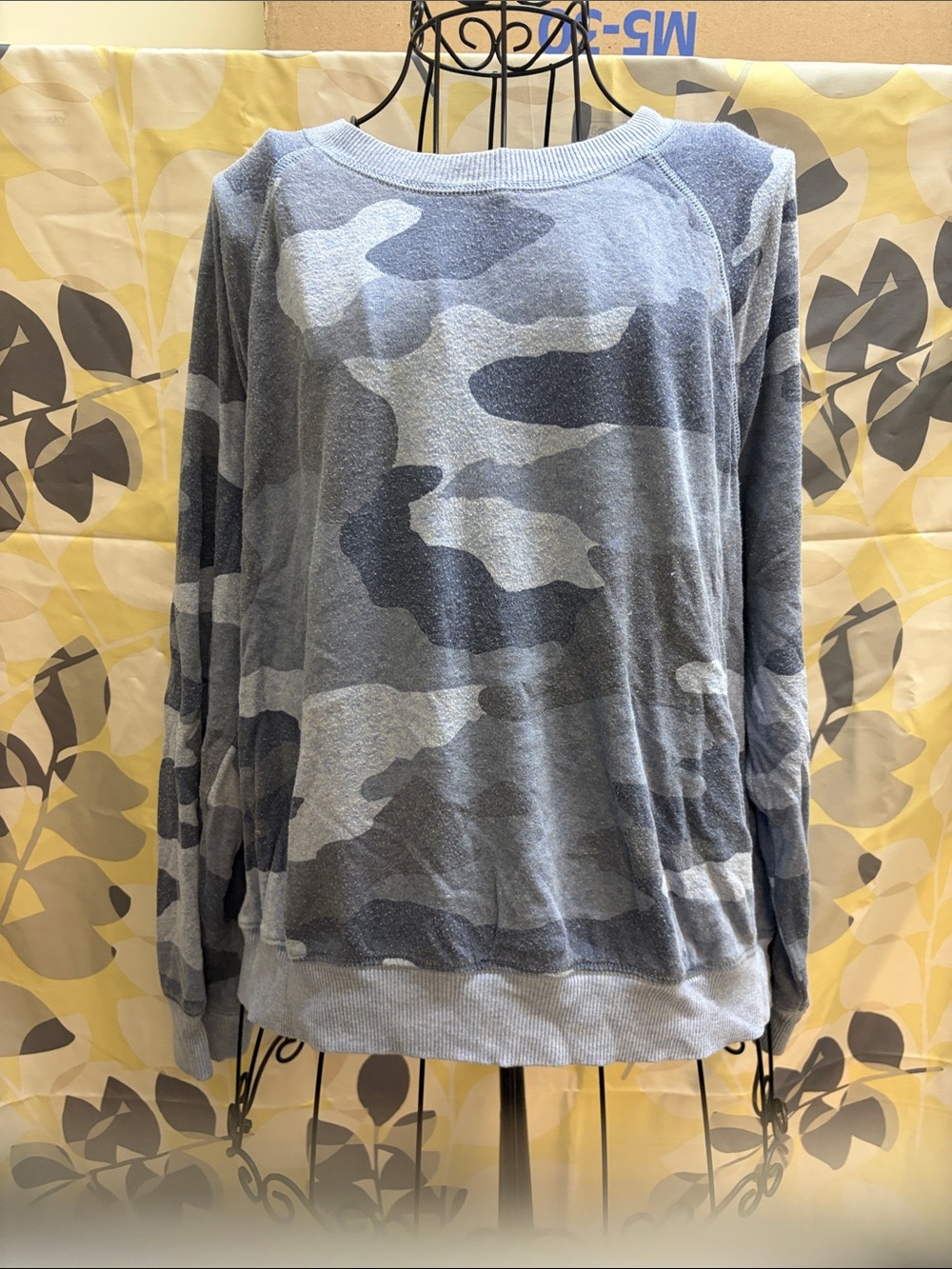 aerie Gray Camo Crewneck Sweater